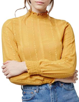 High Neck Embroidered Blouse