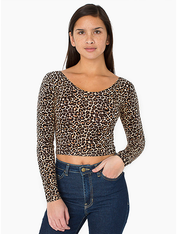 Stretch Velvet Long Sleeve Crop Top | American Apparel