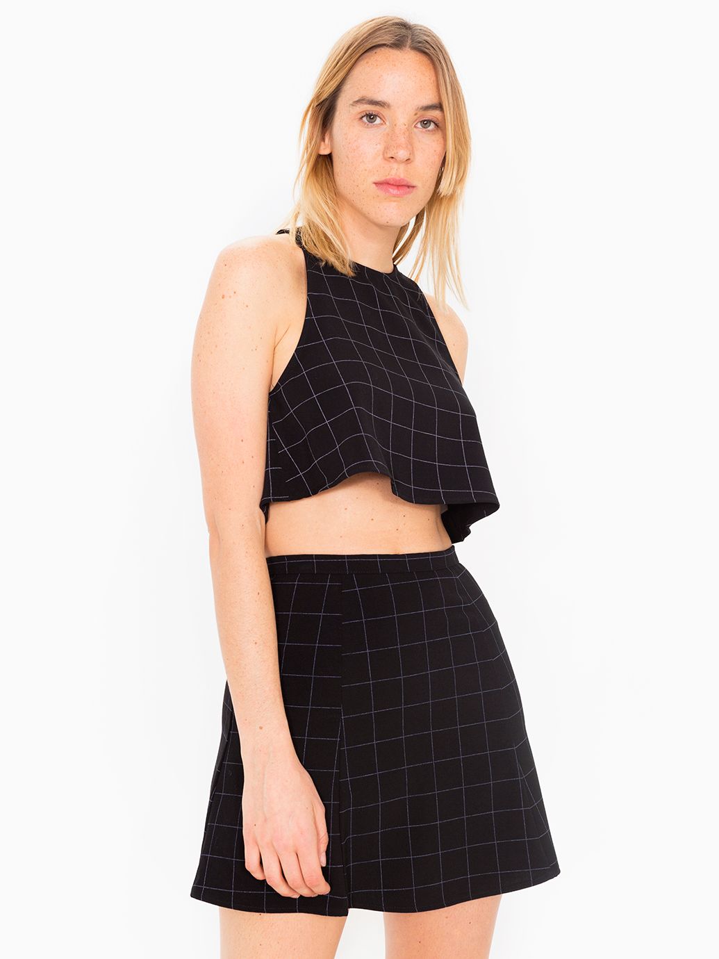 lulu crop top and skirt