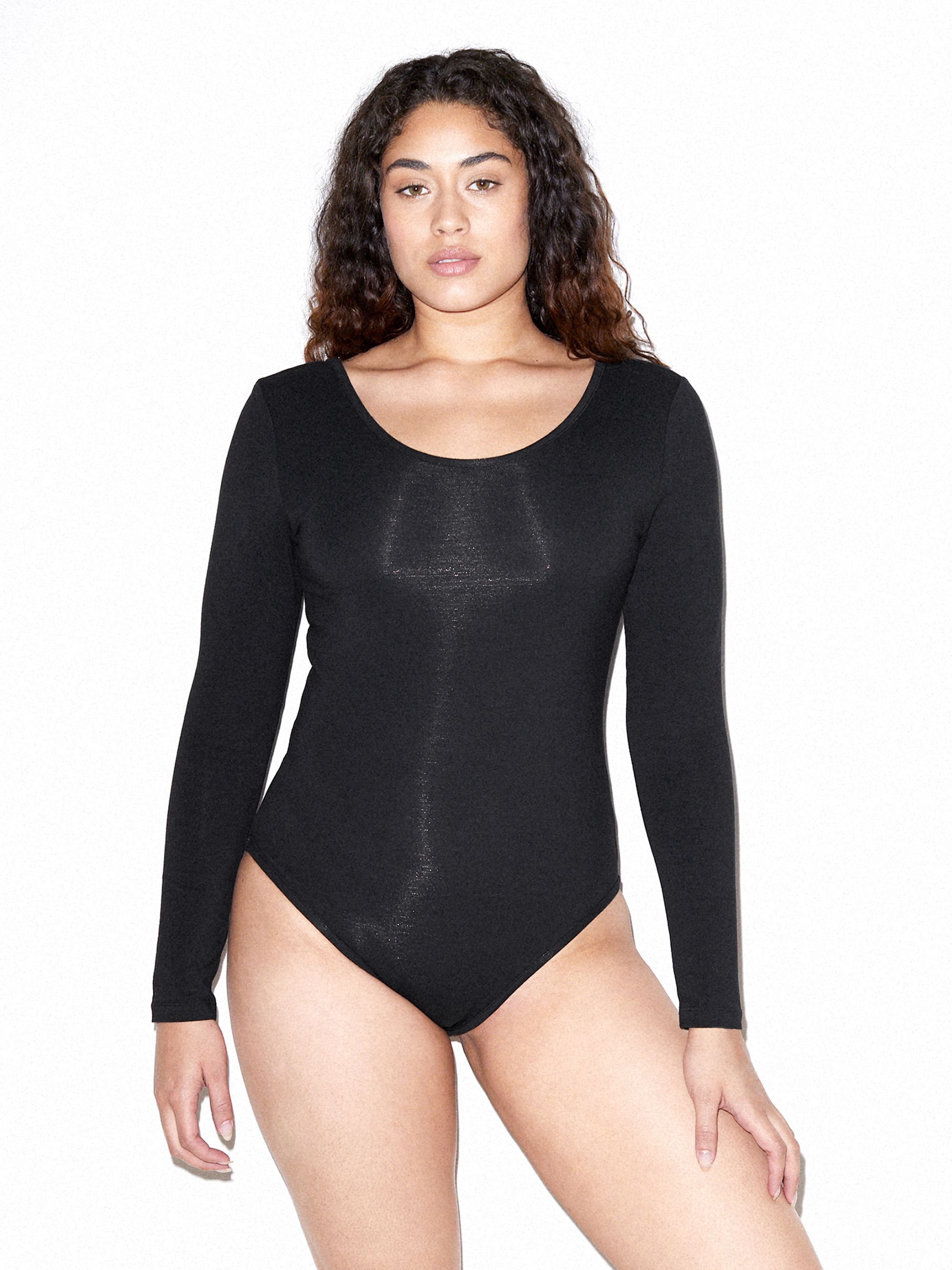 Cotton Spandex Long Sleeve Scoop Back Bodysuit American Apparel
