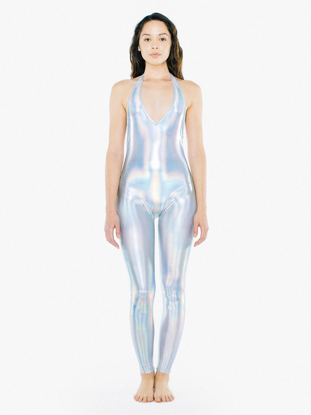Metallic Halter Catsuit American Apparel