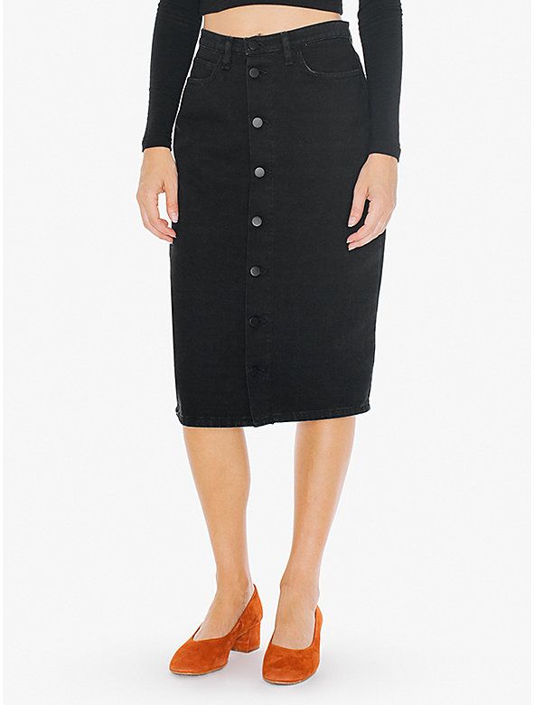 Denim Button Front A-Line Mini Skirt | American Apparel