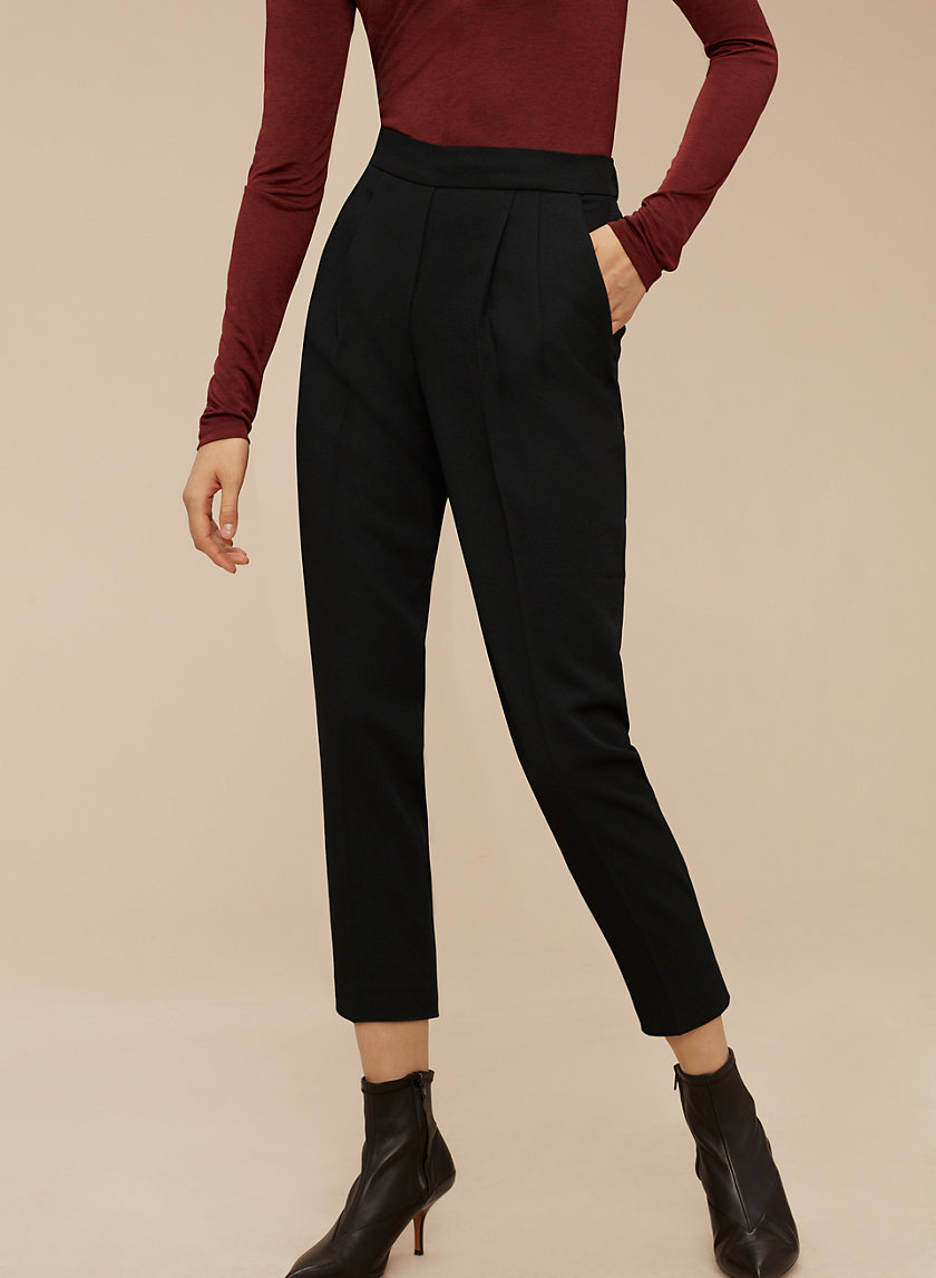 women's black track pants with white stripe