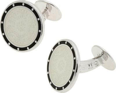 Barneys New York Black Border Cufflinks