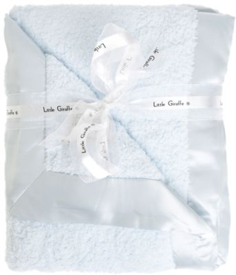 Little Giraffe Chenille Blanket with Satin Border - Blue