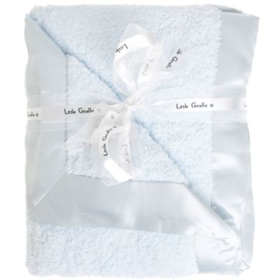 Little Giraffe Chenille Blanket with Satin Border - Blue