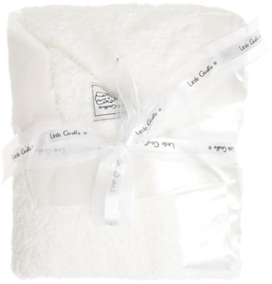 Little Giraffe Chenille Blanket with Satin Border - White