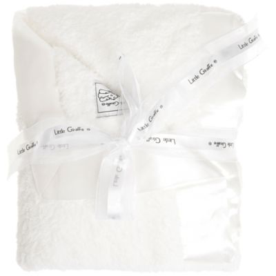 Little Giraffe Chenille Blanket with Satin Border - White