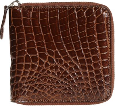 Barneys New York Croc Square Zip Around Wallet
