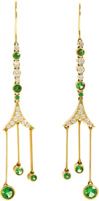 Sharon Khazzam Tsavorite & Diamond Flexible Drop Earrings