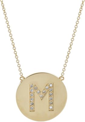Jennifer Meyer - Yellow Gold & Diamond 'M' Pendant Necklace