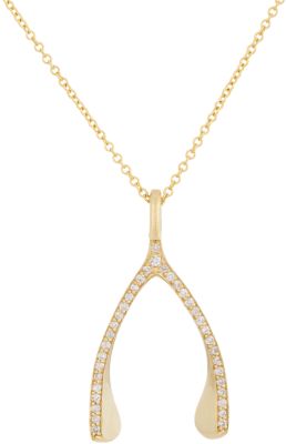 Jennifer Meyer Gold & Diamond Wishbone Pendant Necklace