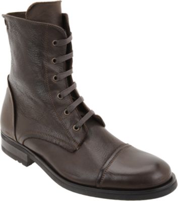 GEM SRL Washed Leather Captoe Lace Up Boot on Leather/Rubber Sole