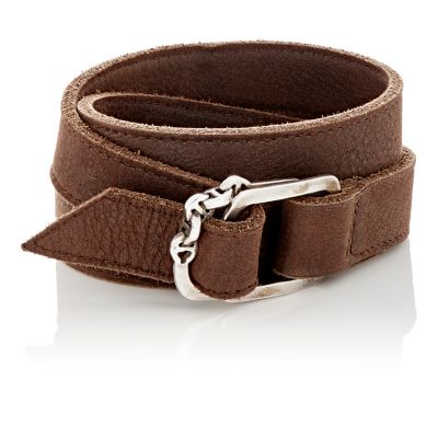 HOORSENBUHS Brown Leather Strap Cuff
