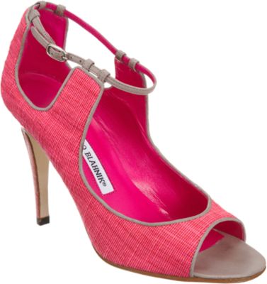 Manolo Blahnik Raffia Peep Toe Sandal