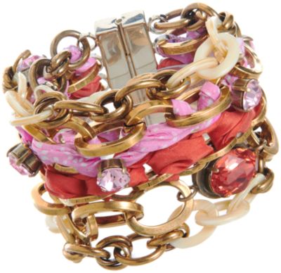 Nina Ricci Multi-Strand Chain & Ribbon Bracelet