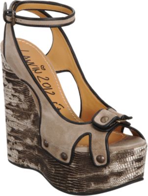Lanvin Lizard Print Wedge Sandal