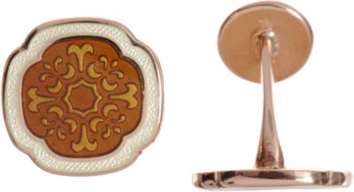 Barneys New York Rose Gold & Enamel Emblem-Shaped Cufflinks