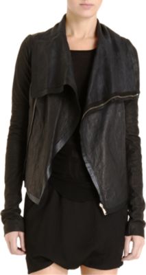 Rick Owens Double Layer High Collar Leather Jacket