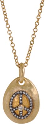 Sara Weinstock - Gold, Black, & Diamond Peace Sign Pendant Necklace