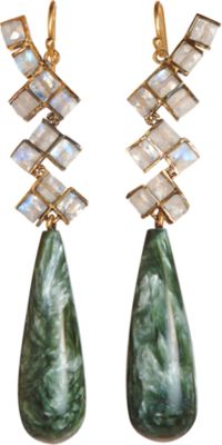 Nak Armstrong - Moonstone & Russian Seraphinite Lattice Linear Earrings