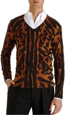 Alexander McQueen Leopard V-Neck Sweater