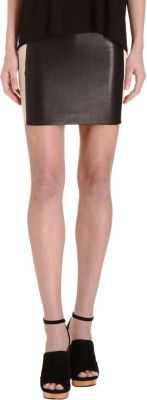 Mason by Michelle Mason Leather Panel Skirt