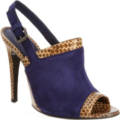 Bottega Veneta Snakeskin Trim Peep Toe Sandal