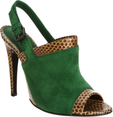 Bottega Veneta Snakeskin Trim Peep Toe Sandal