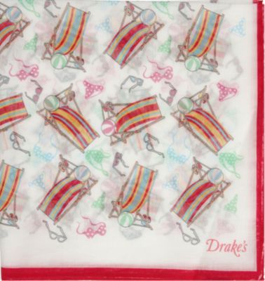 Drakes London Beach Theme Pocket Square