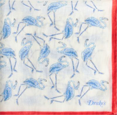 Drakes London Flamingo Pocket Square