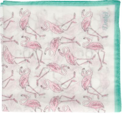 Drakes London Flamingo Pocket Square