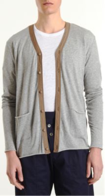 TIM Contrast Placket Cardigan Sweater