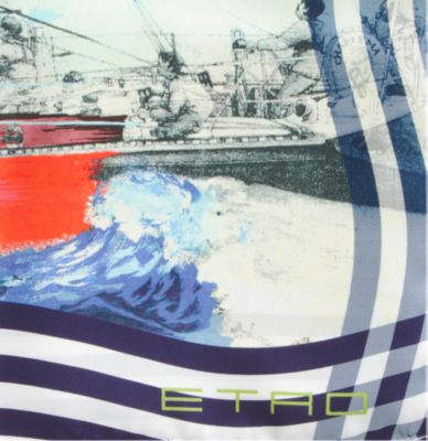 Etro Ship Print Pocket Square
