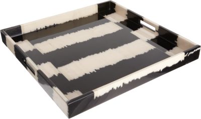 Madeline Weinrib Black Stripe Ikat Large Tray