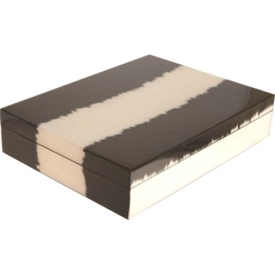 Madeline Weinrib Black Stripe Ikat Stationery Box