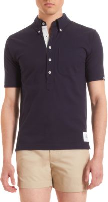 Black Fleece Button Down Collar Polo