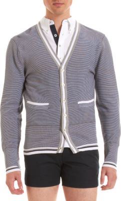 Black Fleece Stripe Cardigan
