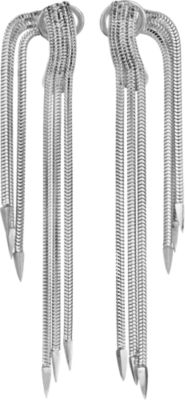 Lynn Ban - Silver Long Snake Chain Earrings