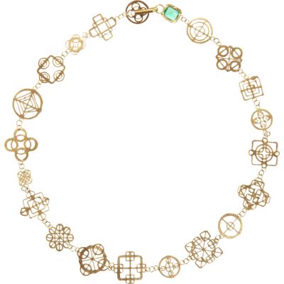 Judy Geib Emerald & Gold Casino Royale Short Necklace