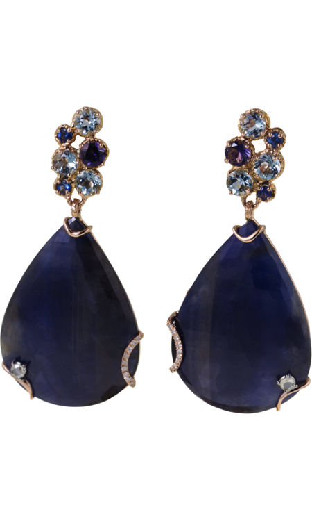Federica Rettore Velvet Blue Sapphire & Diamond Drop Earrings