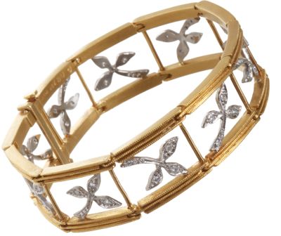 Cathy Waterman Diamond Three-Leaf Flex Bracelet