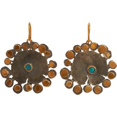 Judy Geib Opal Large Flat Flowery Earrings
