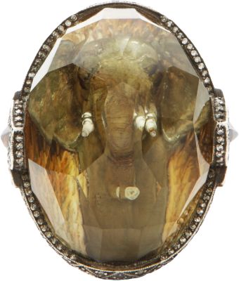 Sevan Bicakci - Lemon Topaz Carved Elephant Ring