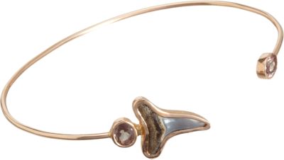 Dezso by Sara Beltran - Fossilized Shark Tooth & Garnet Cuff Bracelet