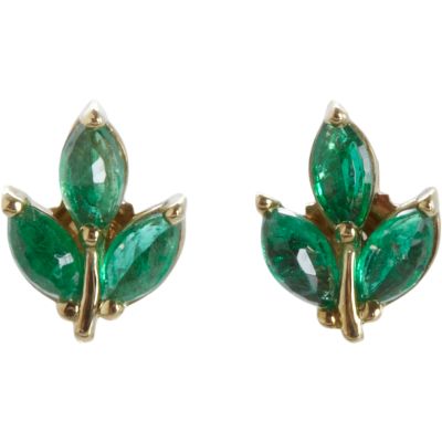 Finn Emerald Leaf Stud Earrings
