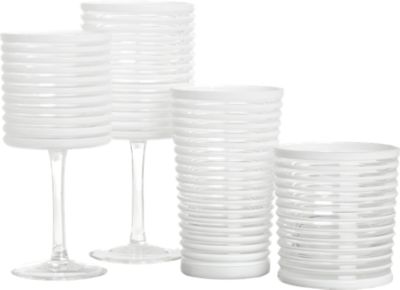 Barneys New York White Crystal Striped Glasses