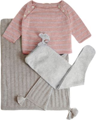 Tane Organics Pink & Grey 2 Piece Sweater & Blanket Set