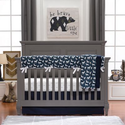 Liz and Roo Woodland Deer 3-Piece Crib Bedding Set in Navy ...