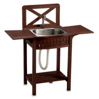 sink station outdoor wood garden outside sinks basin cleaning cooking makes water task areas easy bedbathandbeyond